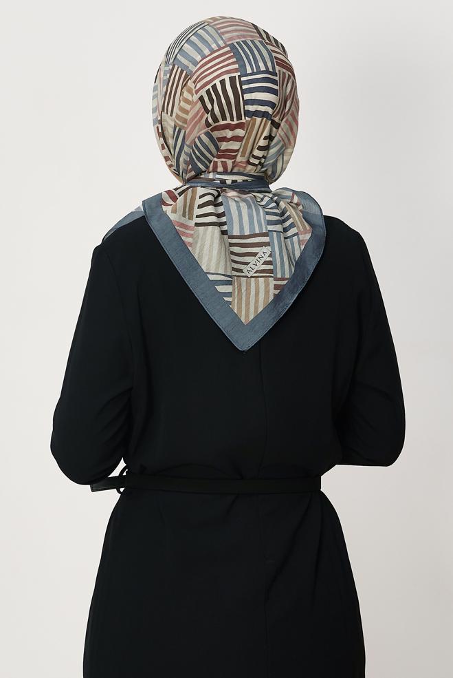 Hijab clothing NAVY BLUE ALVINA PATTERNED ALLURE SCARF 8663 - ALVİNA