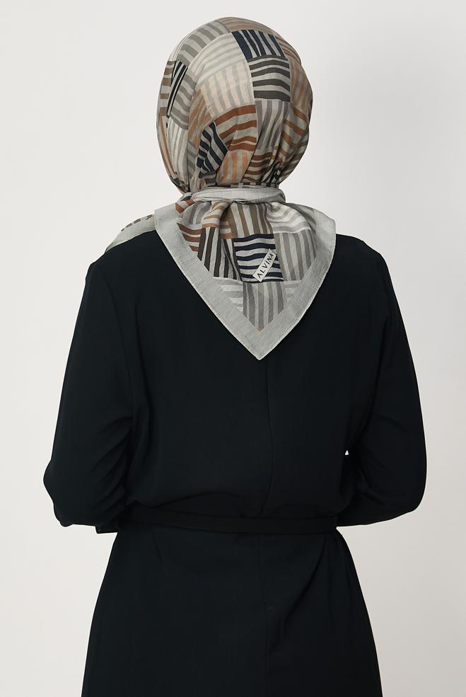 Hijab clothing BEIGE ALVINA PATTERNED ALLURE SCARF 8663 - ALVİNA