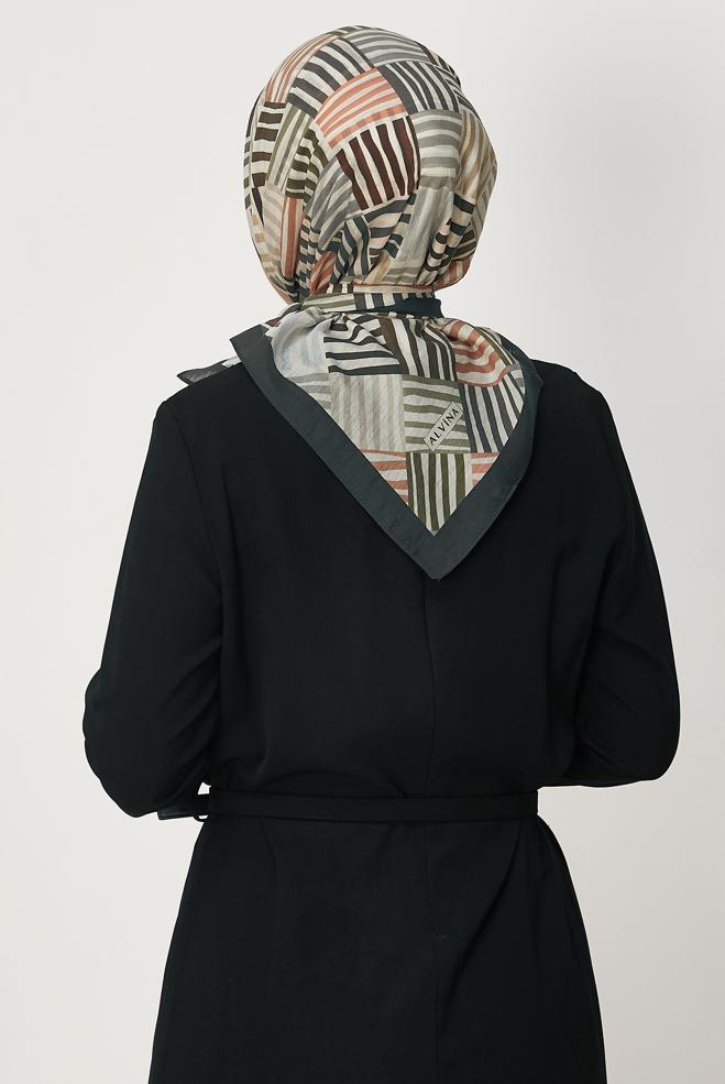 Hijab clothing KHAKI ALVINA PATTERNED ALLURE SCARF 8663 - ALVİNA