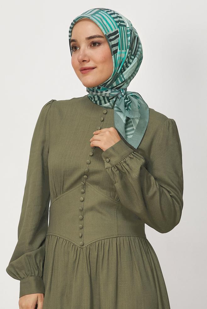 Hijab clothing GREEN ALVINA PATTERNED ALLURE SCARF 8663 - ALVİNA