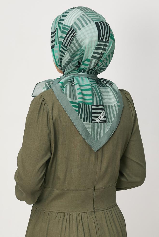 Hijab clothing GREEN ALVINA PATTERNED ALLURE SCARF 8663 - ALVİNA