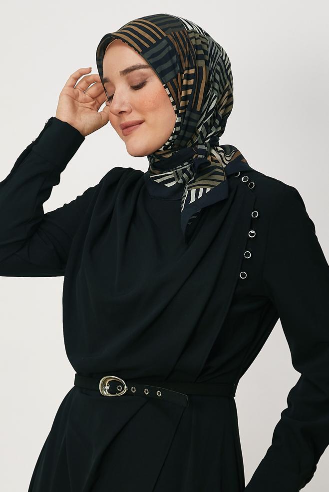 Hijab clothing NAVY BLUE ALVINA PATTERNED ALLURE SCARF 8663 - ALVİNA