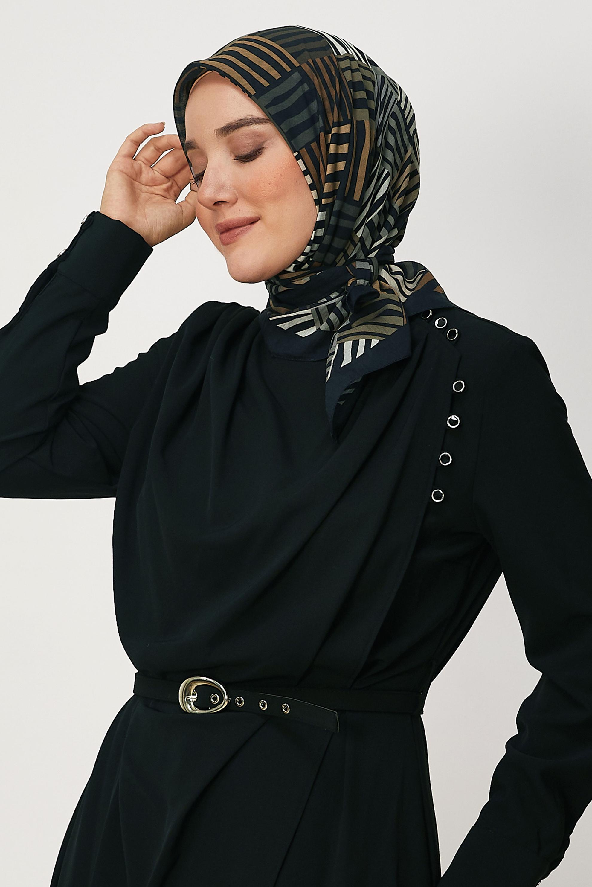 Hijab clothing NAVY BLUE ALVINA PATTERNED ALLURE SCARF 8663