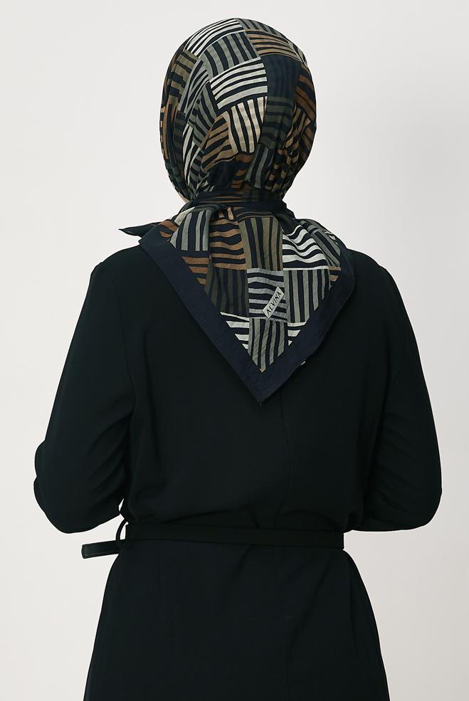 Hijab clothing NAVY BLUE ALVINA PATTERNED ALLURE SCARF 8663 - ALVİNA