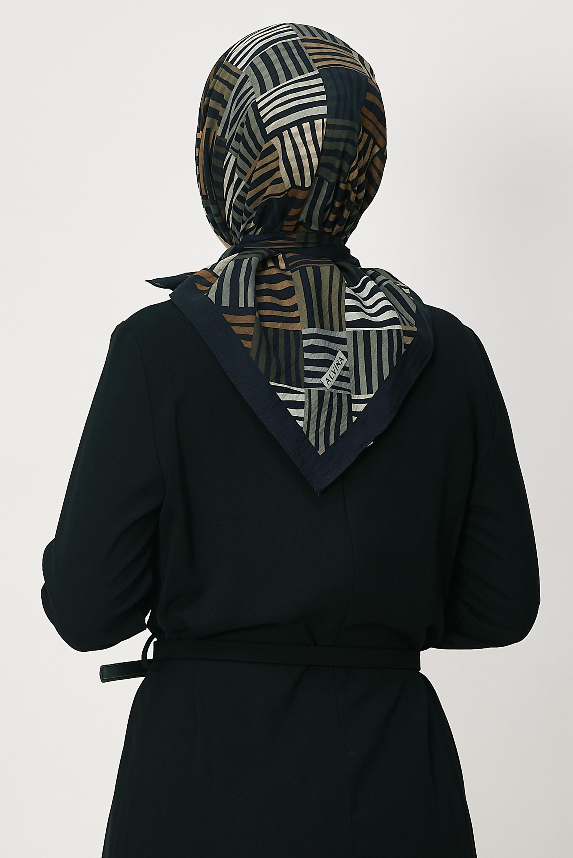 Hijab clothing NAVY BLUE ALVINA PATTERNED ALLURE SCARF 8663