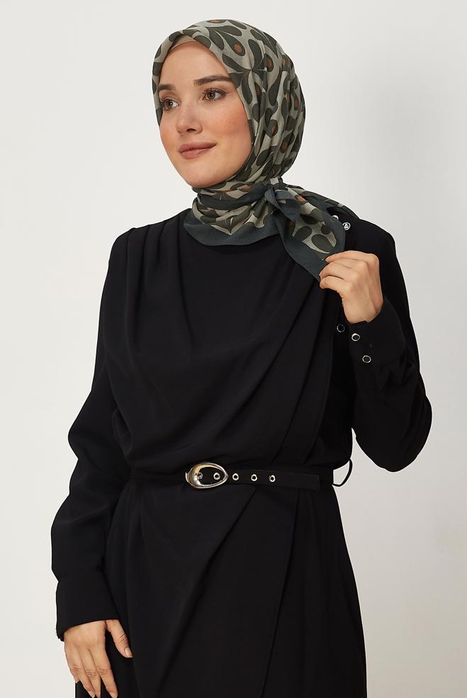 Vêtements hijab KAKI ÉCHARPE ALVINA À MOTIFS 8664 - ALVİNA