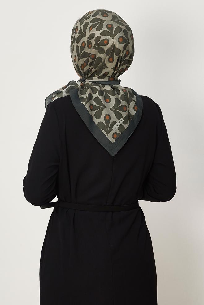 Vêtements hijab KAKI ÉCHARPE ALVINA À MOTIFS 8664 - ALVİNA
