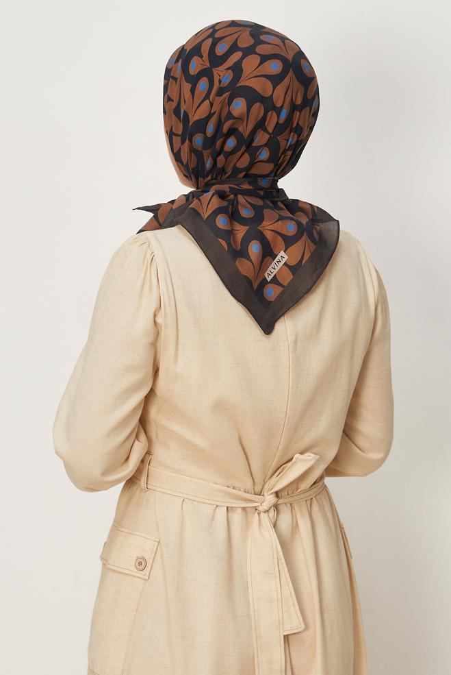 Vêtements hijab BRUN ÉCHARPE ALVINA À MOTIFS 8664 - ALVİNA
