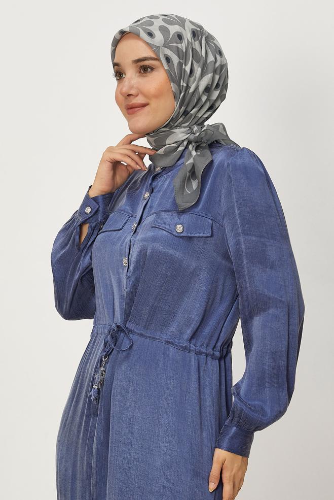 Vêtements hijab GRIS ÉCHARPE ALVINA À MOTIFS 8664 - ALVİNA