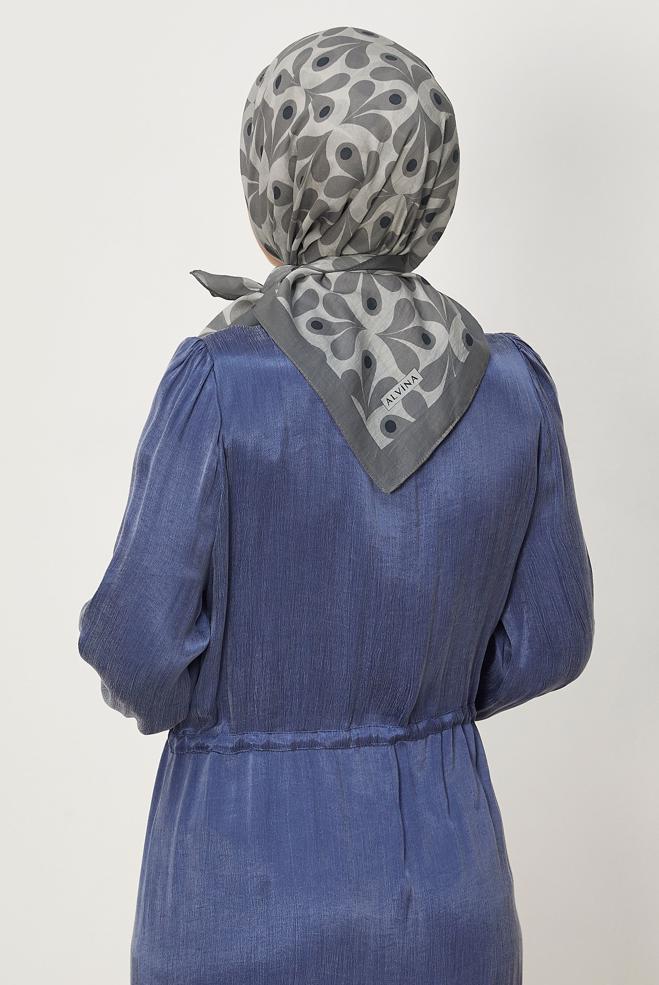 Vêtements hijab GRIS ÉCHARPE ALVINA À MOTIFS 8664 - ALVİNA