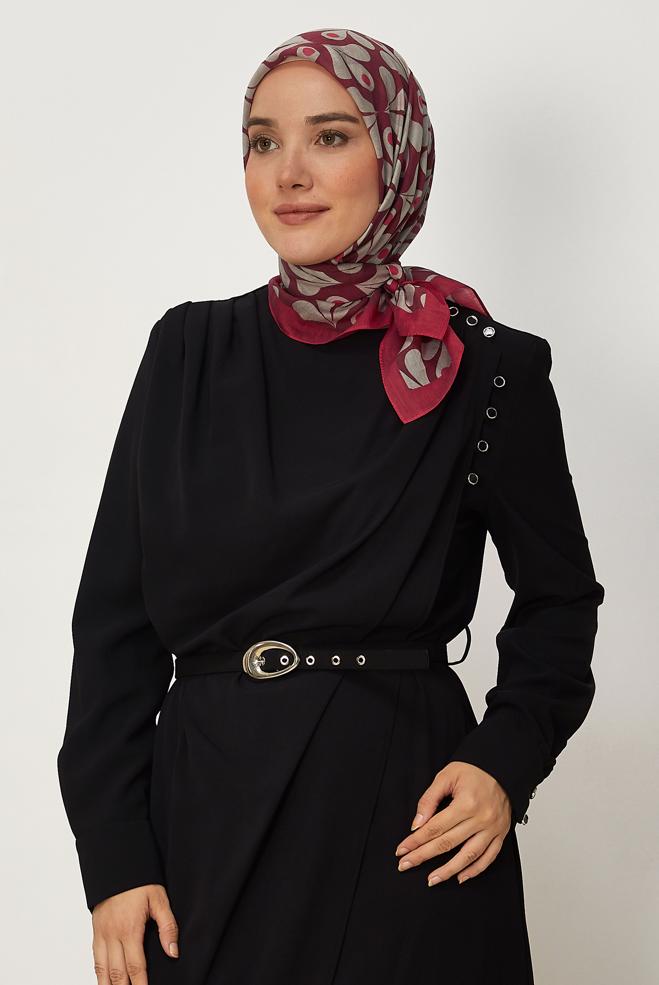 Vêtements hijab ROUGE BORDEAUX ÉCHARPE ALVINA À MOTIFS 8664 - ALVİNA