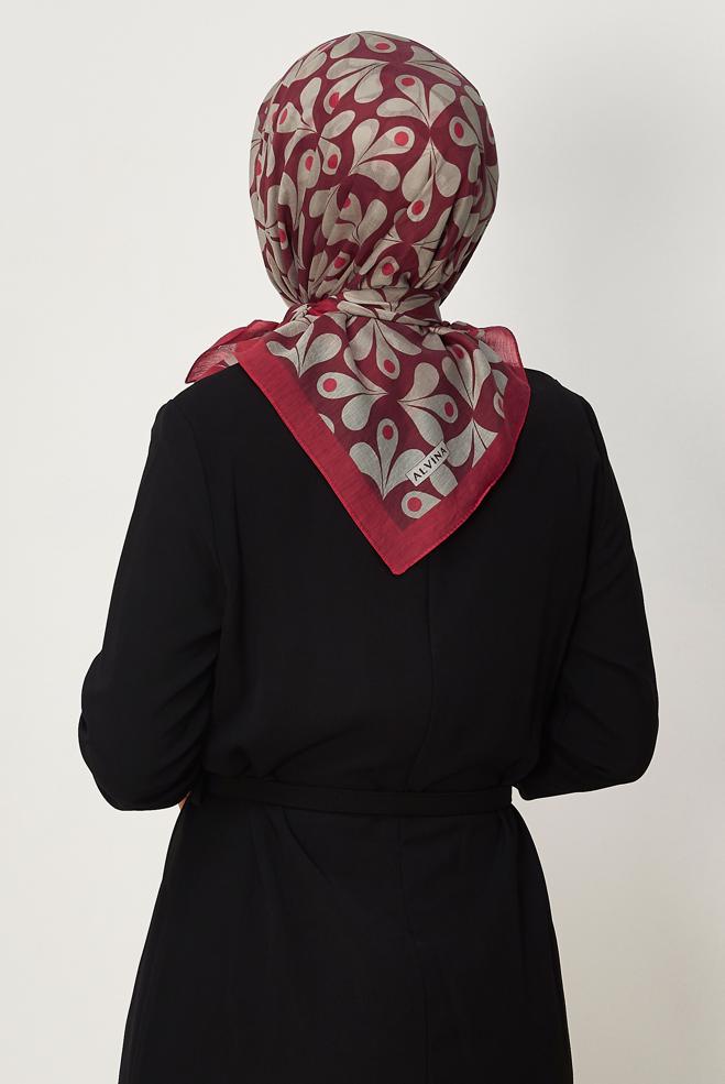 Vêtements hijab ROUGE BORDEAUX ÉCHARPE ALVINA À MOTIFS 8664 - ALVİNA