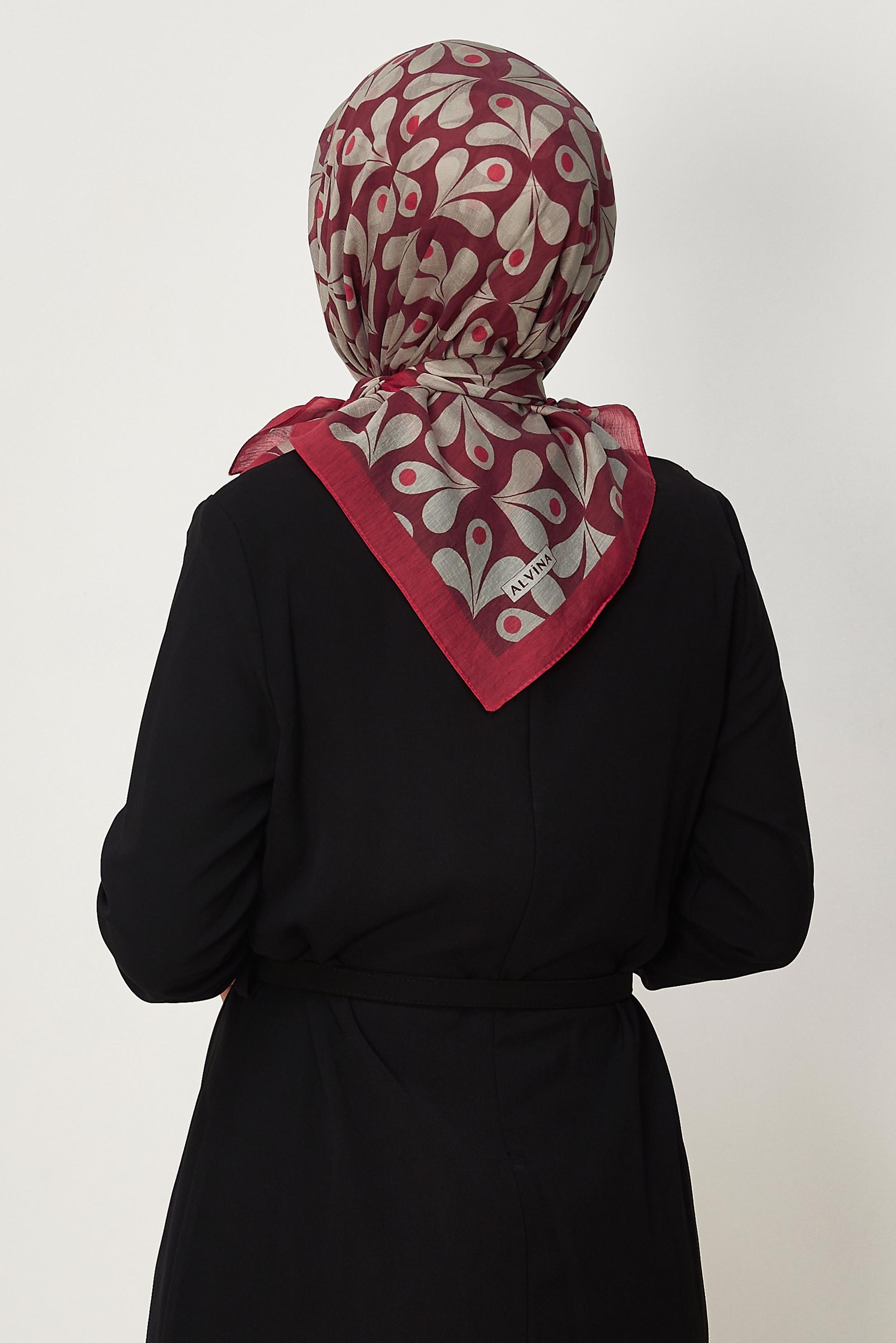 Vêtements hijab ROUGE BORDEAUX ÉCHARPE ALVINA À MOTIFS 8664