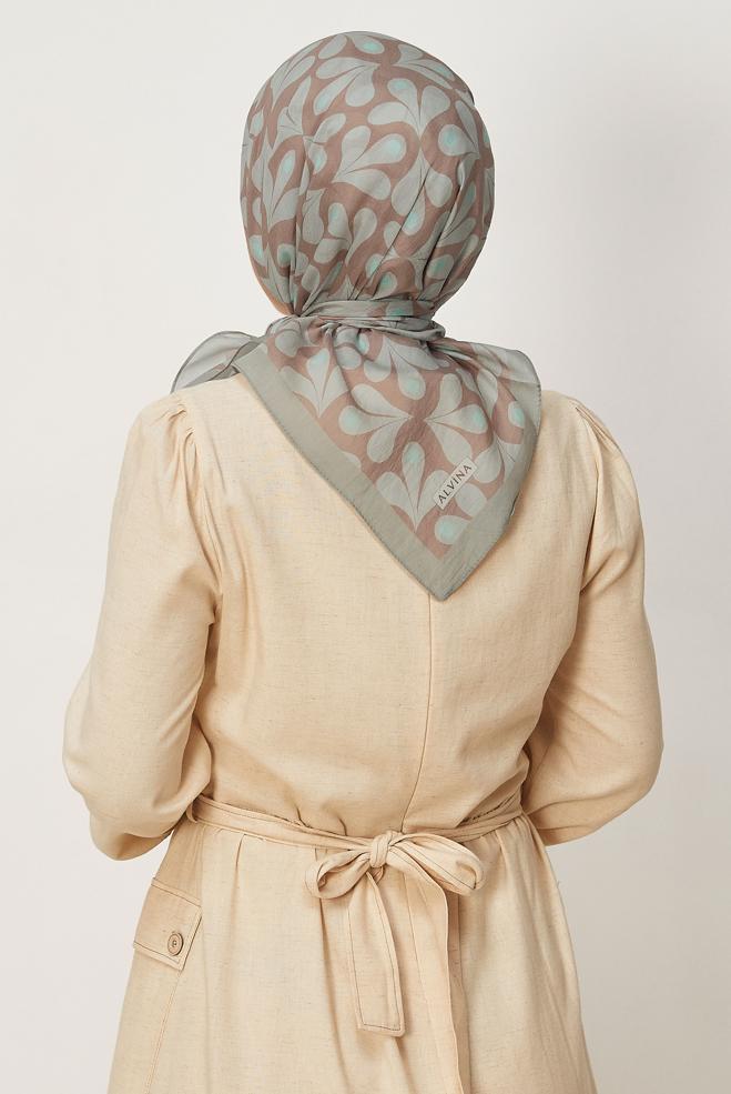 Vêtements hijab VERT ÉCHARPE ALVINA À MOTIFS 8664 - ALVİNA