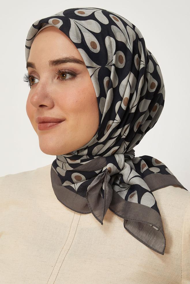 Vêtements hijab VISON ÉCHARPE ALVINA À MOTIFS 8664 - ALVİNA