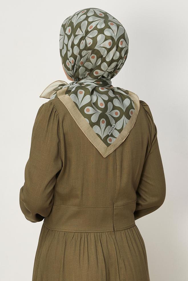 Vêtements hijab VERT ÉCHARPE ALVINA À MOTIFS 8664 - ALVİNA