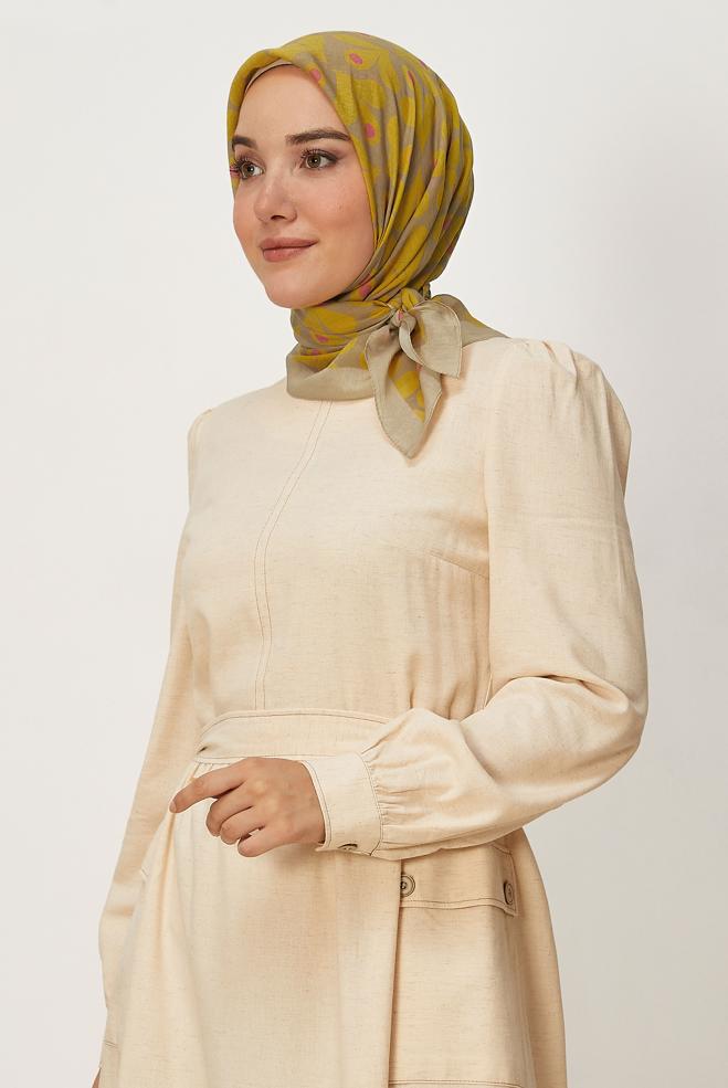 Vêtements hijab BRUN ÉCHARPE ALVINA À MOTIFS 8664 - ALVİNA