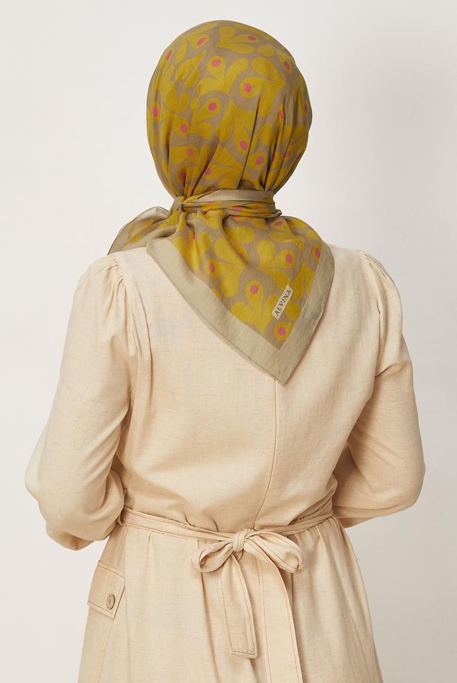 Vêtements hijab BRUN ÉCHARPE ALVINA À MOTIFS 8664 - ALVİNA