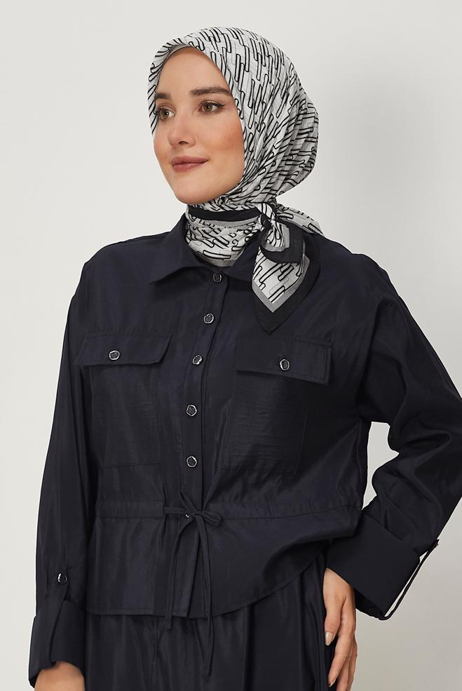 Hijab clothing BLACK ALVINA PATTERNED MODAL SCARF 8672 - ALVİNA