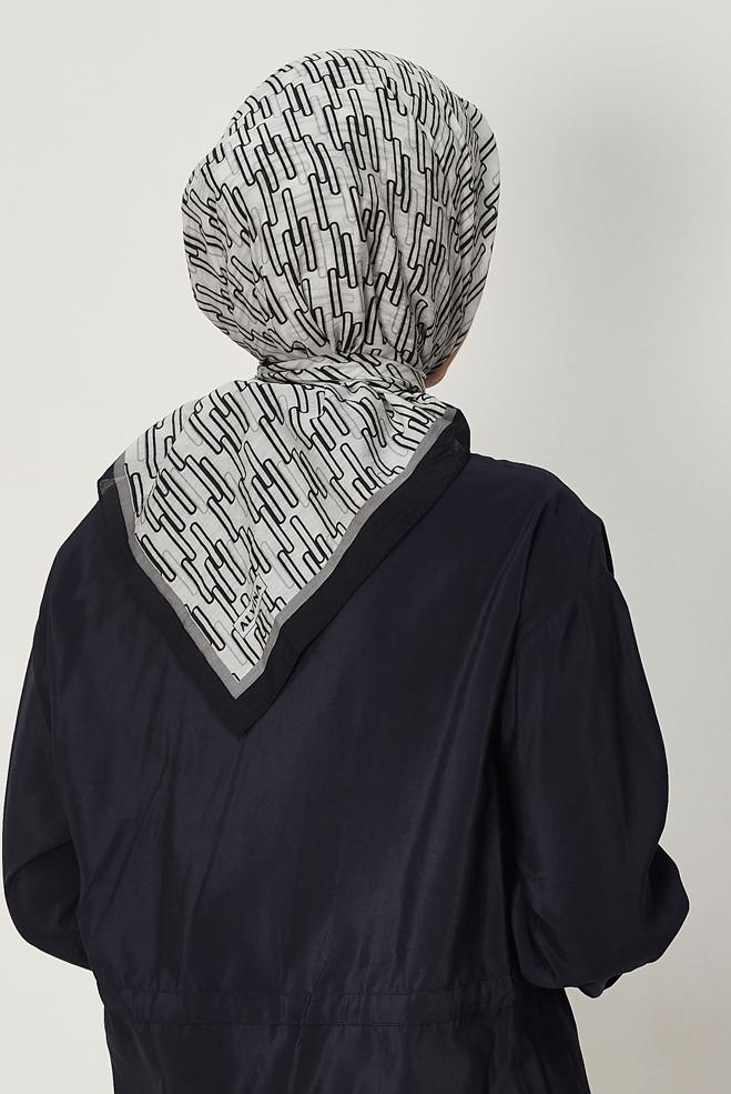 Hijab clothing BLACK ALVINA PATTERNED MODAL SCARF 8672 - ALVİNA