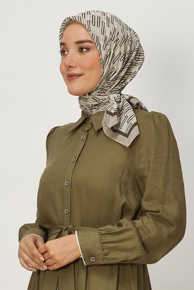 Hijab clothing BROWN ALVINA PATTERNED MODAL SCARF 8672 - ALVİNA