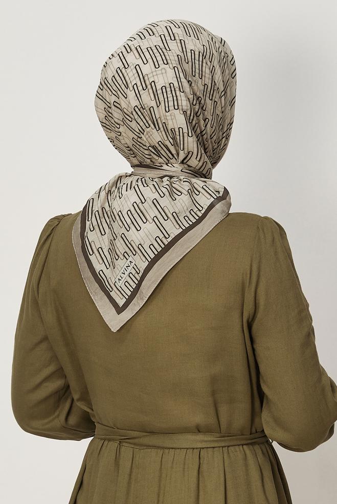 Hijab clothing BROWN ALVINA PATTERNED MODAL SCARF 8672 - ALVİNA