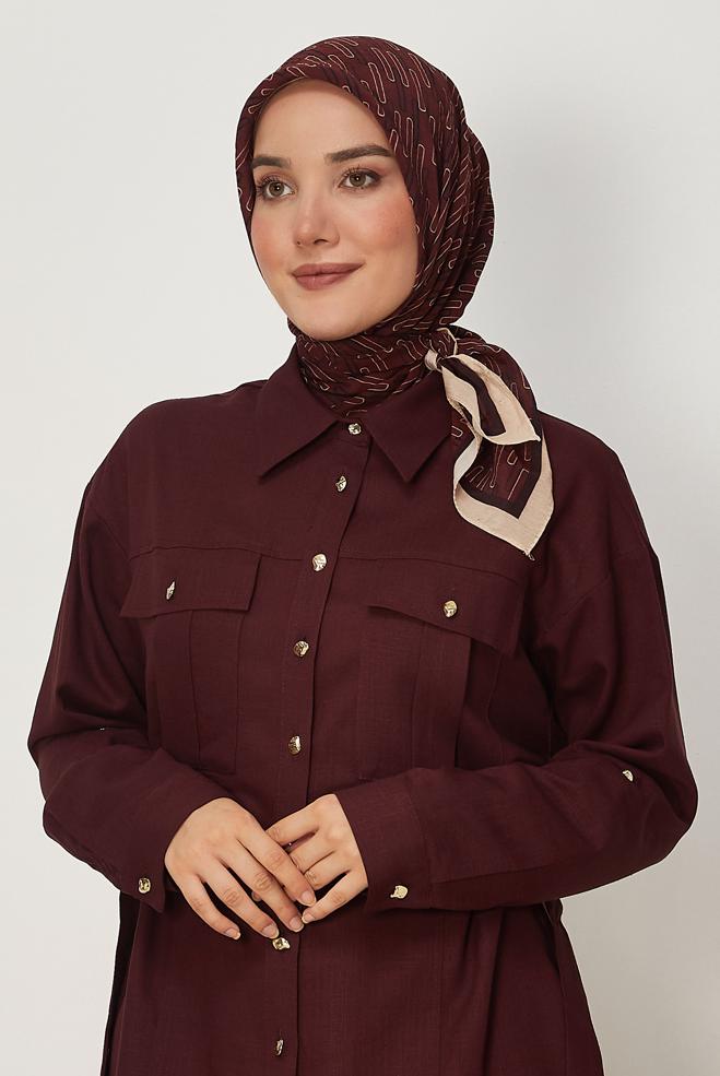 Hijab clothing BROWN ALVINA PATTERNED MODAL SCARF 8672 - ALVİNA