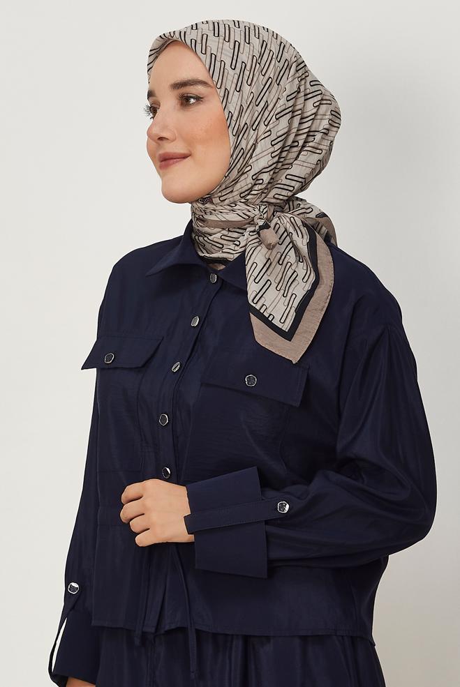 Hijab clothing BEIGE ALVINA PATTERNED MODAL SCARF 8672 - ALVİNA