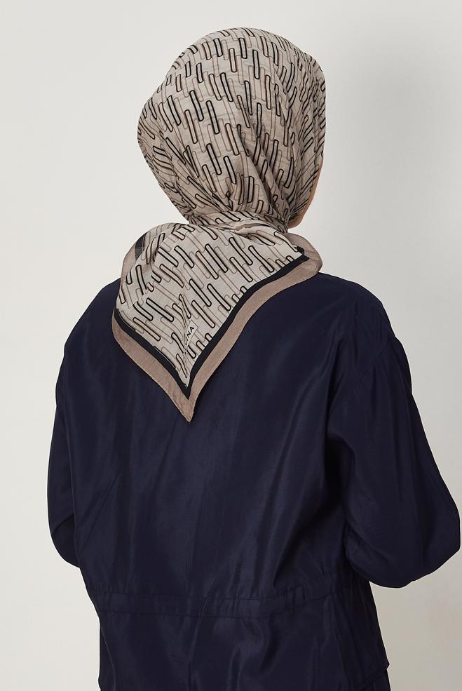 Hijab clothing BEIGE ALVINA PATTERNED MODAL SCARF 8672 - ALVİNA