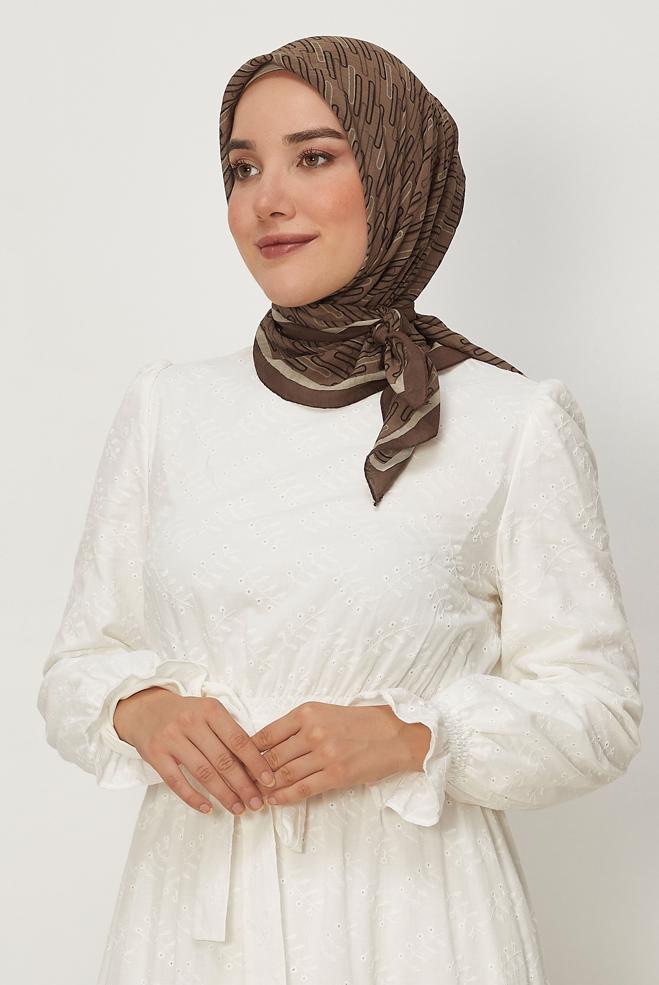 Hijab clothing BROWN ALVINA PATTERNED MODAL SCARF 8672 - ALVİNA