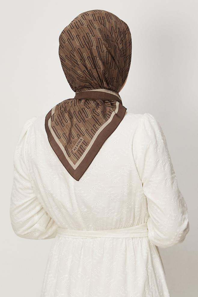 Hijab clothing BROWN ALVINA PATTERNED MODAL SCARF 8672 - ALVİNA