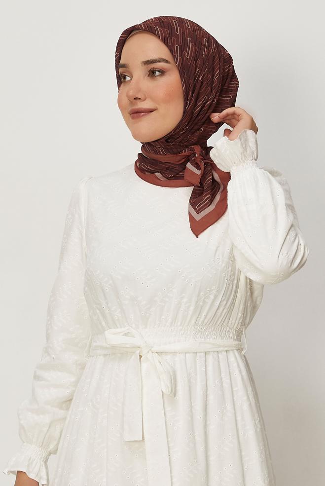Hijab clothing ORANGE ALVINA PATTERNED MODAL SCARF 8672 - ALVİNA