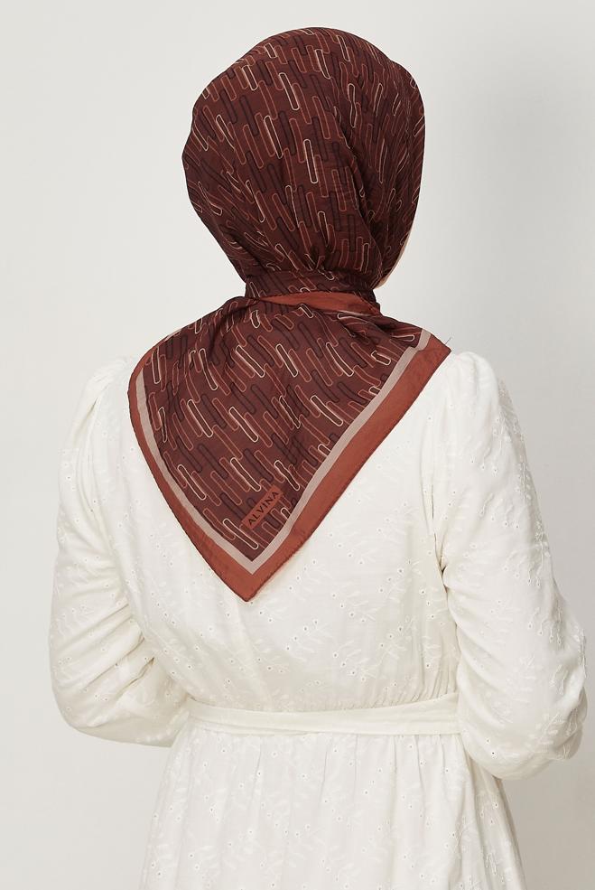 Hijab clothing ORANGE ALVINA PATTERNED MODAL SCARF 8672 - ALVİNA