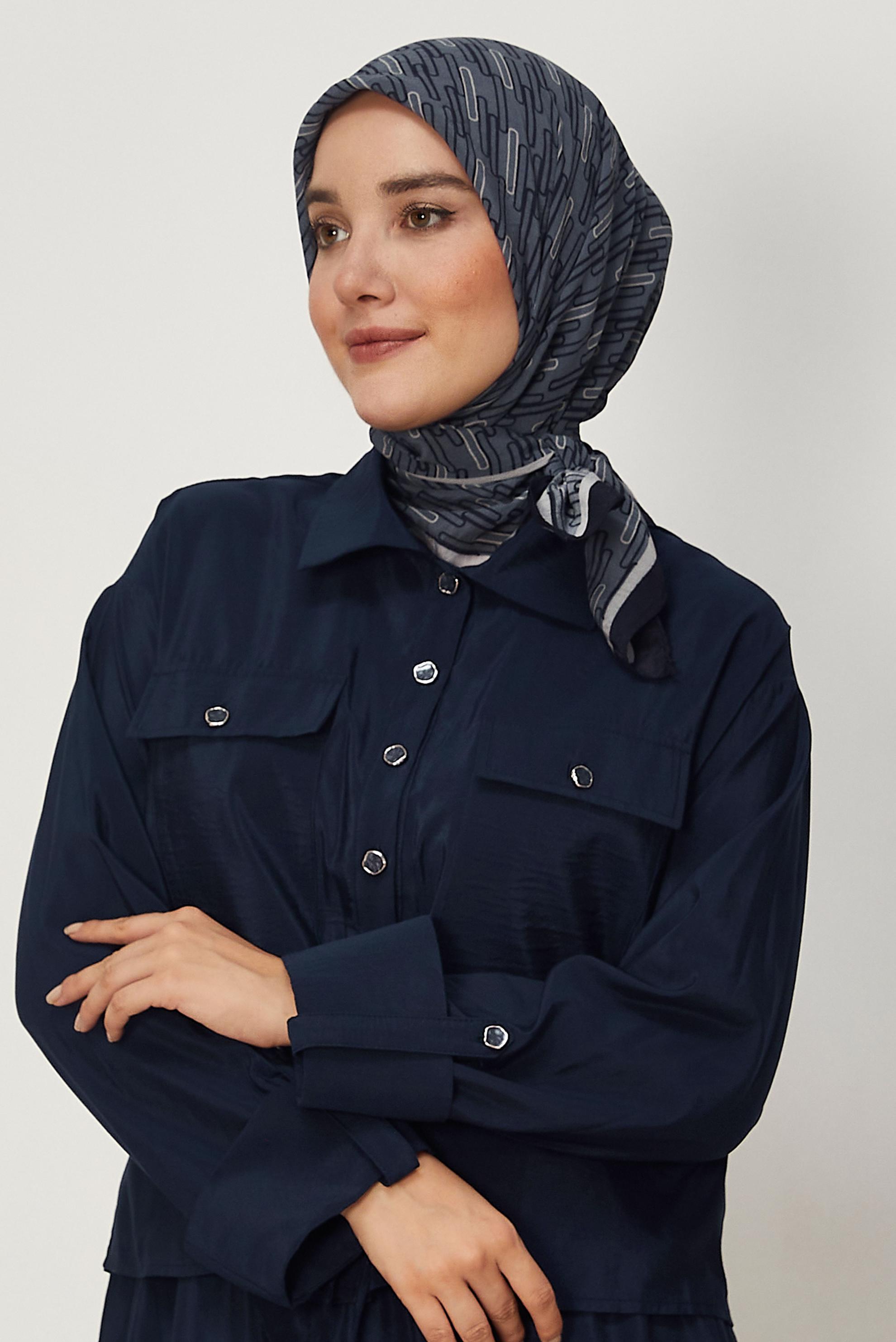 Hijab clothing NAVY BLUE ALVINA PATTERNED MODAL SCARF 8672