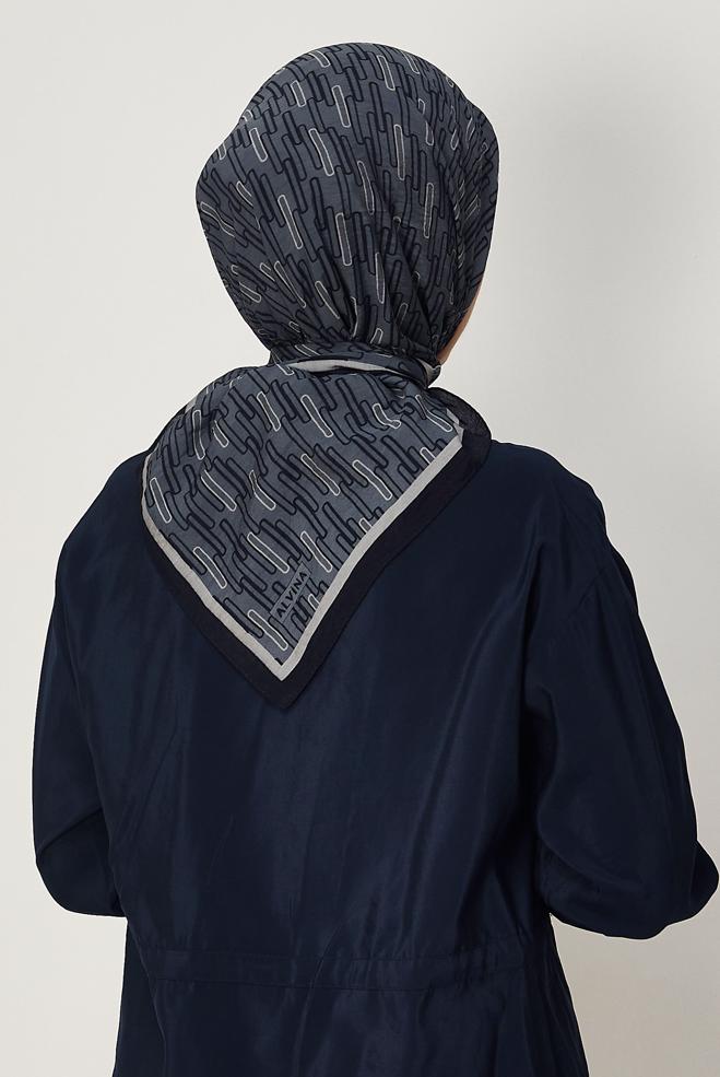 Hijab clothing NAVY BLUE ALVINA PATTERNED MODAL SCARF 8672 - ALVİNA