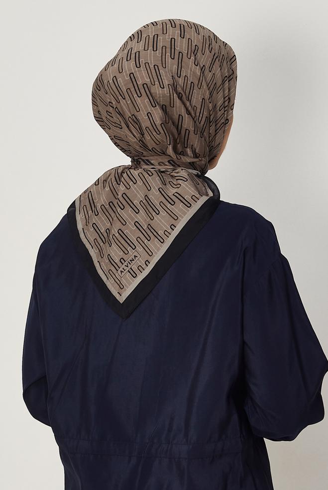 Hijab clothing BROWN ALVINA PATTERNED MODAL SCARF 8672 - ALVİNA