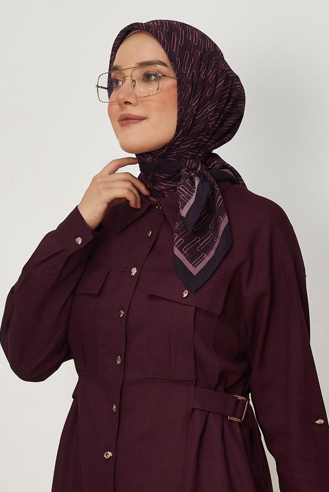 Hijab clothing CLARET RED ALVINA PATTERNED MODAL SCARF 8672 - ALVİNA