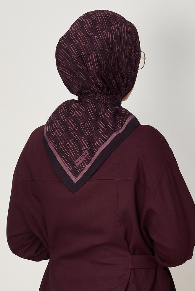 Hijab clothing CLARET RED ALVINA PATTERNED MODAL SCARF 8672 - ALVİNA