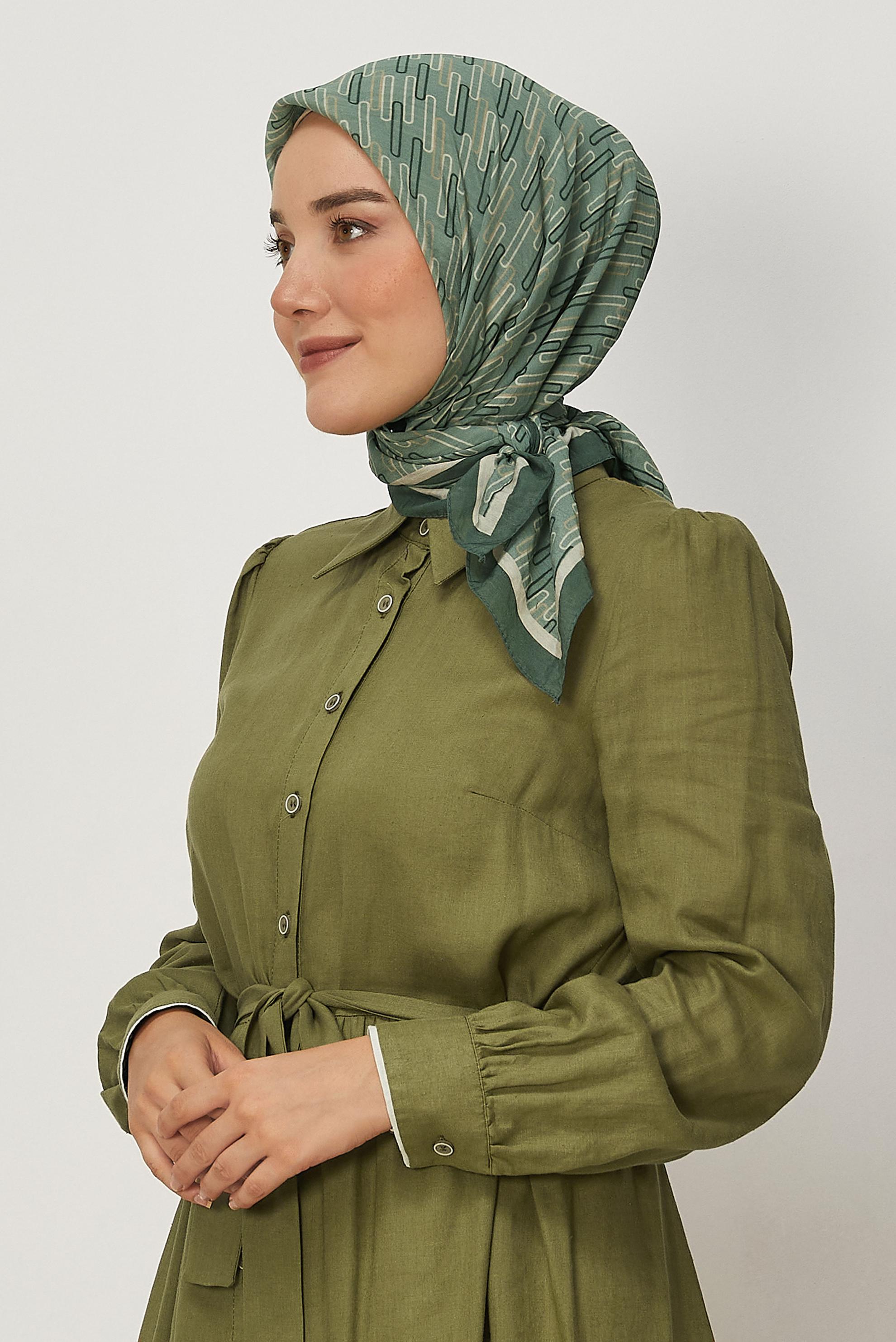 Hijab clothing GREEN ALVINA PATTERNED MODAL SCARF 8672