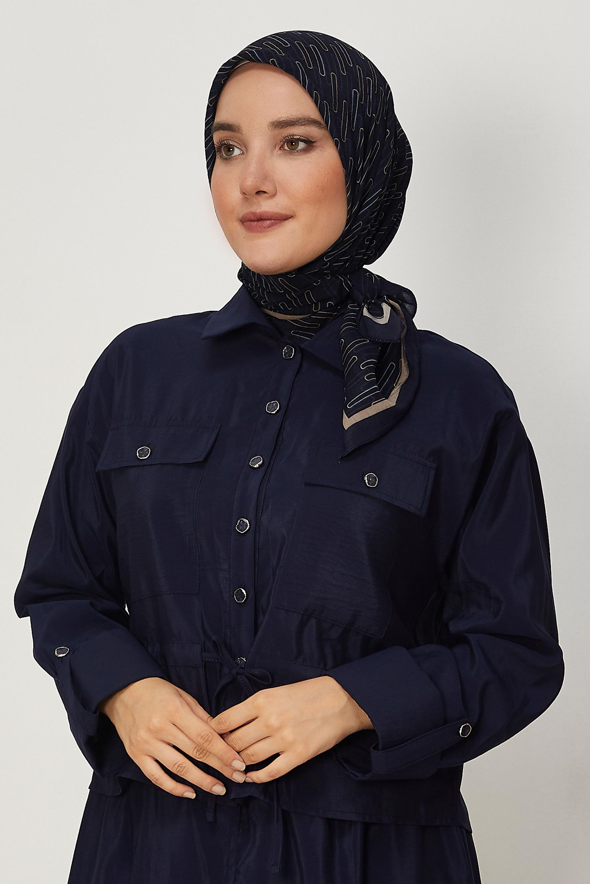 Hijab clothing NAVY BLUE ALVINA PATTERNED MODAL SCARF 8672