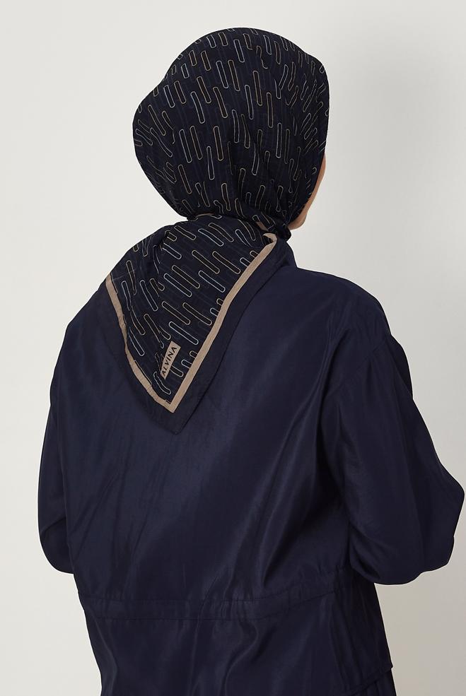 Hijab clothing NAVY BLUE ALVINA PATTERNED MODAL SCARF 8672 - ALVİNA