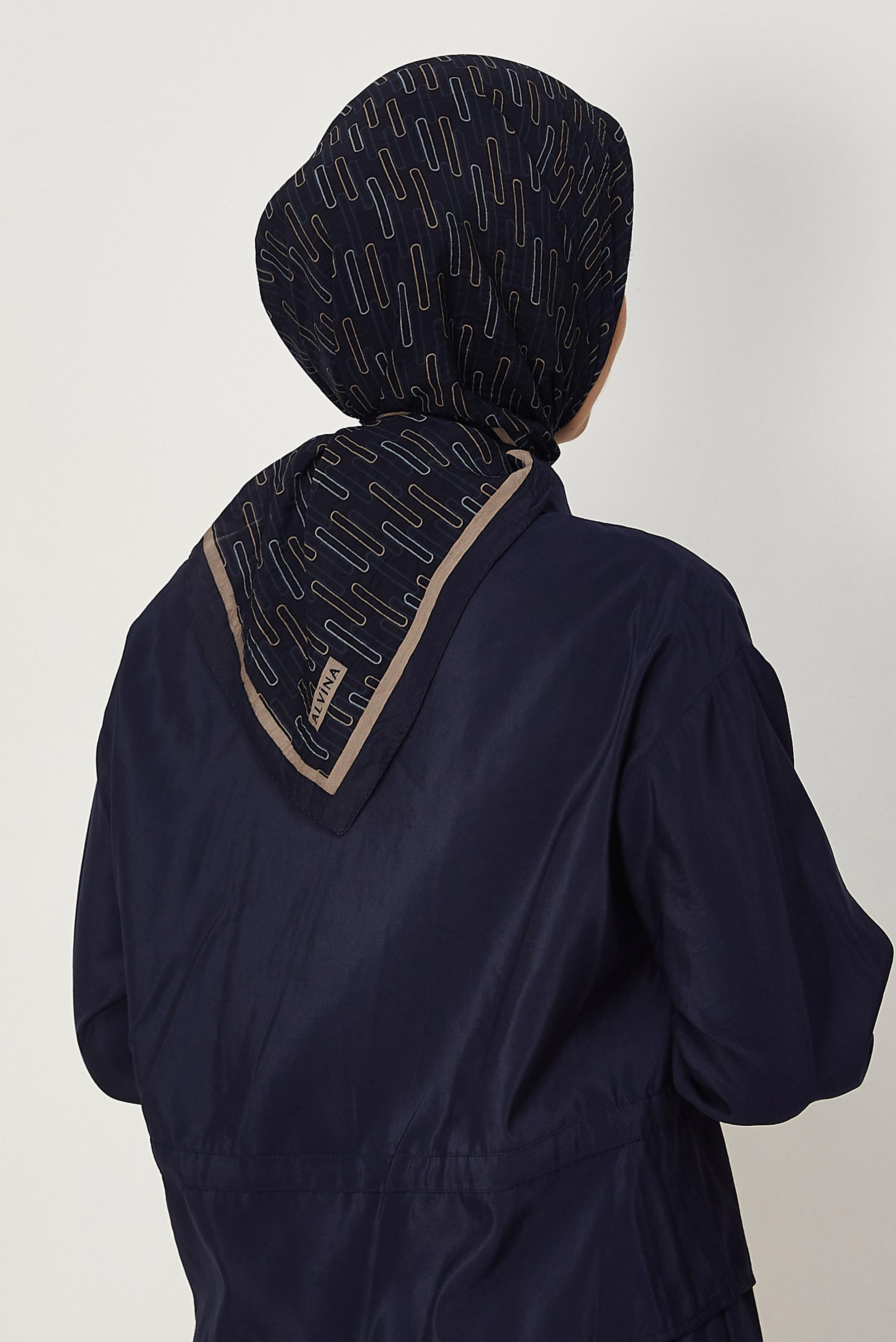 Hijab clothing NAVY BLUE ALVINA PATTERNED MODAL SCARF 8672
