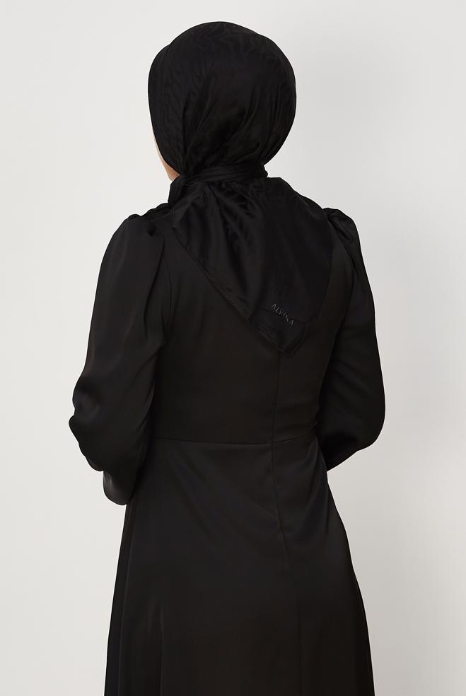 Vêtements hijab NOIR ALVINA JACQUARD ÉCHARPE 8679 - ALVİNA
