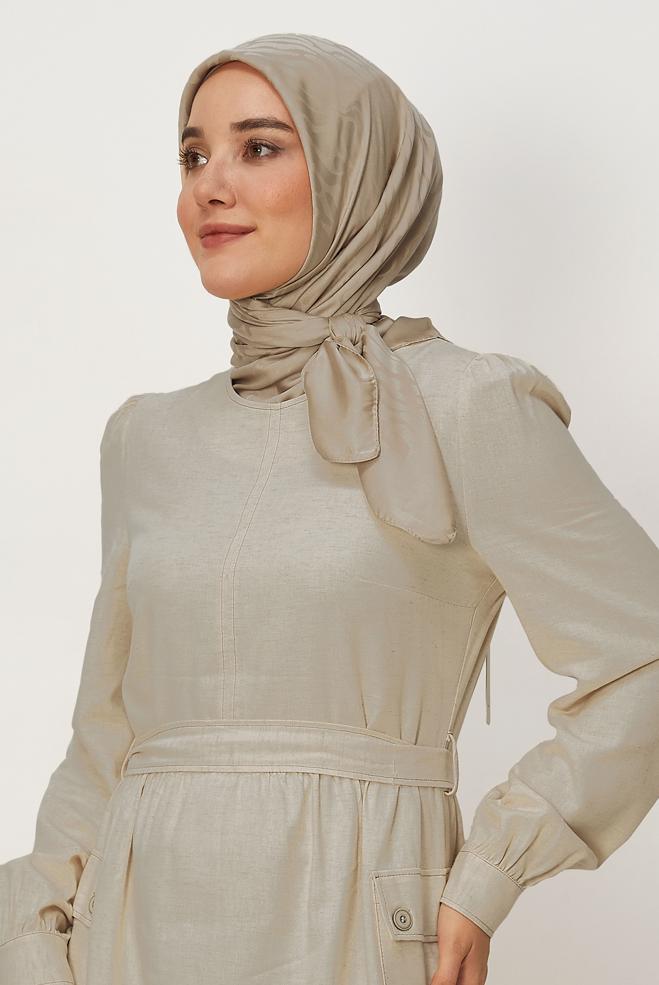 Vêtements hijab BEIGE ALVINA JACQUARD ÉCHARPE 8679 - ALVİNA
