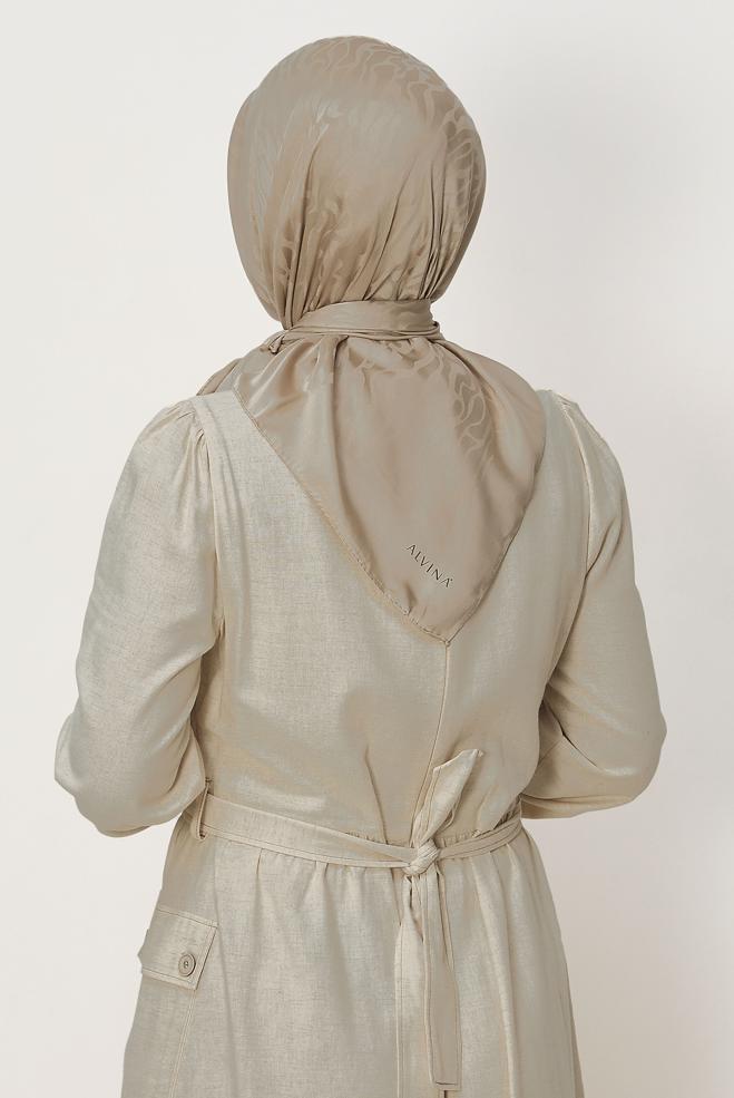 Vêtements hijab BEIGE ALVINA JACQUARD ÉCHARPE 8679 - ALVİNA