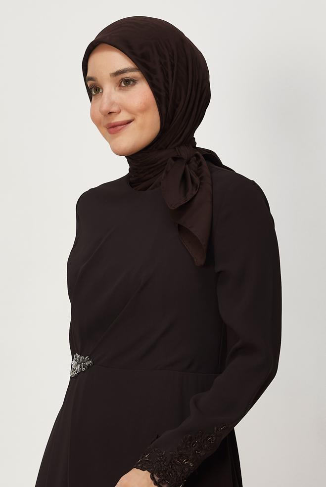 Vêtements hijab BRUN ALVINA JACQUARD ÉCHARPE 8679 - ALVİNA