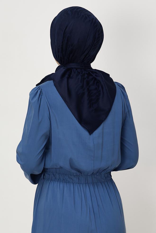 Vêtements hijab BLEU MARINE ALVINA JACQUARD ÉCHARPE 8679 - ALVİNA