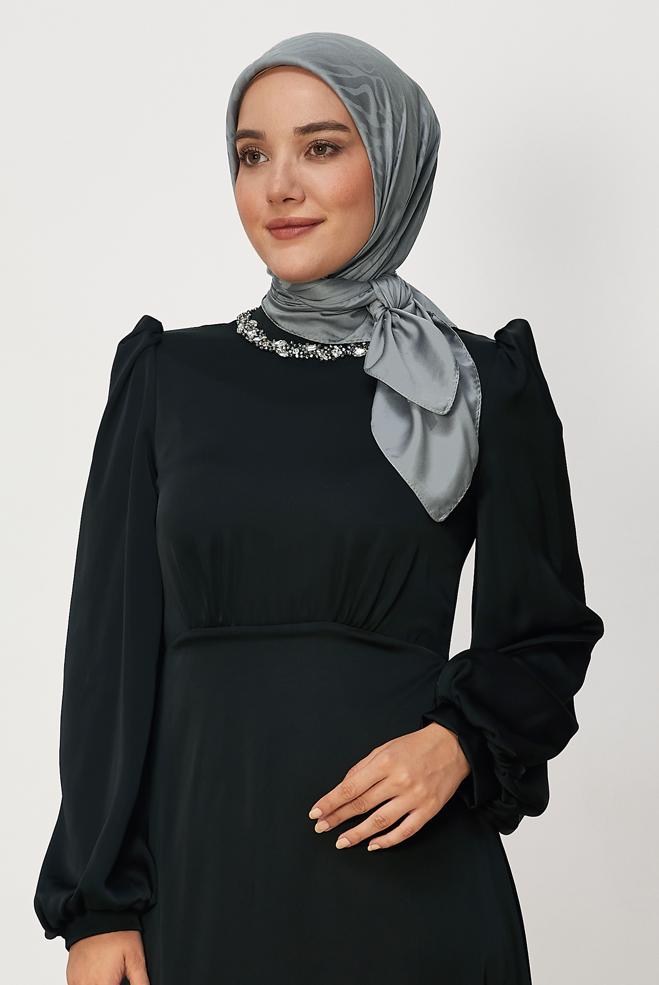 Vêtements hijab GRIS ALVINA JACQUARD ÉCHARPE 8679 - ALVİNA