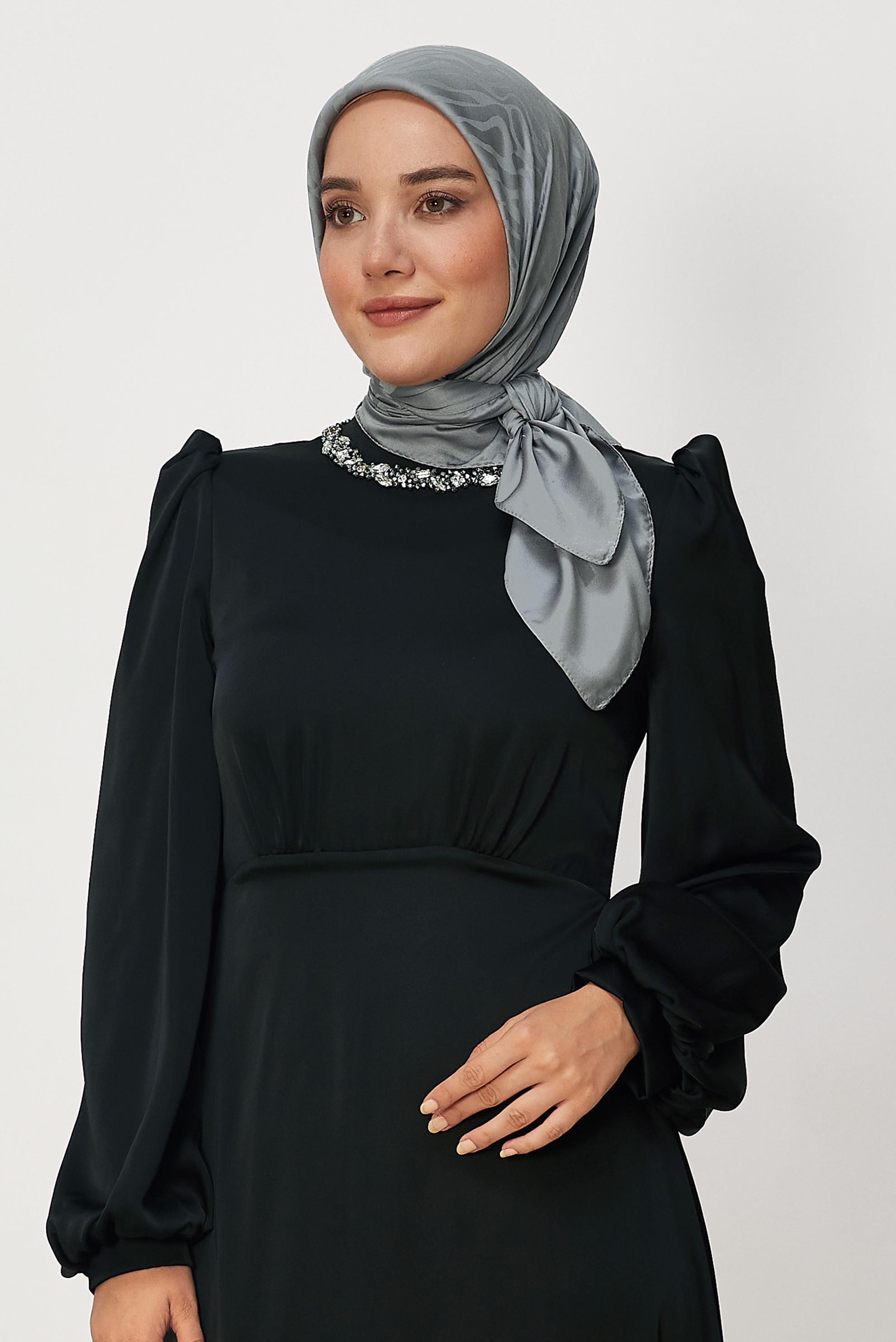 Vêtements hijab GRIS ALVINA JACQUARD ÉCHARPE 8679