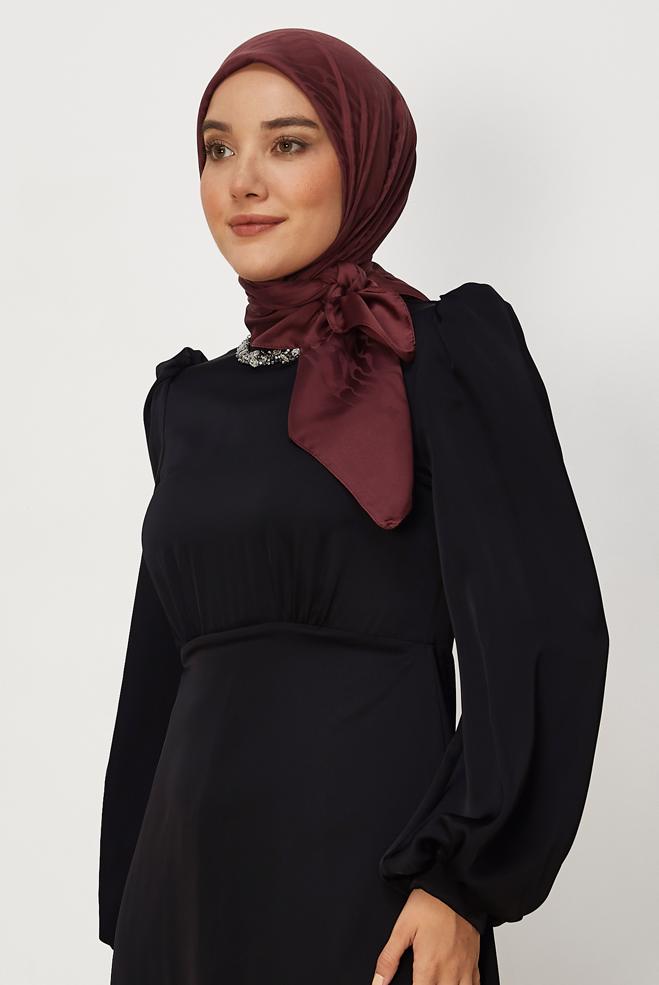 Vêtements hijab ROUGE BORDEAUX ALVINA JACQUARD ÉCHARPE 8679 - ALVİNA